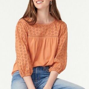 J Crew Eyelet Yoke Top